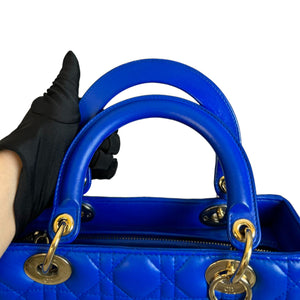Lady Dior Medium Lambskin Cannage Electric Blue GHW