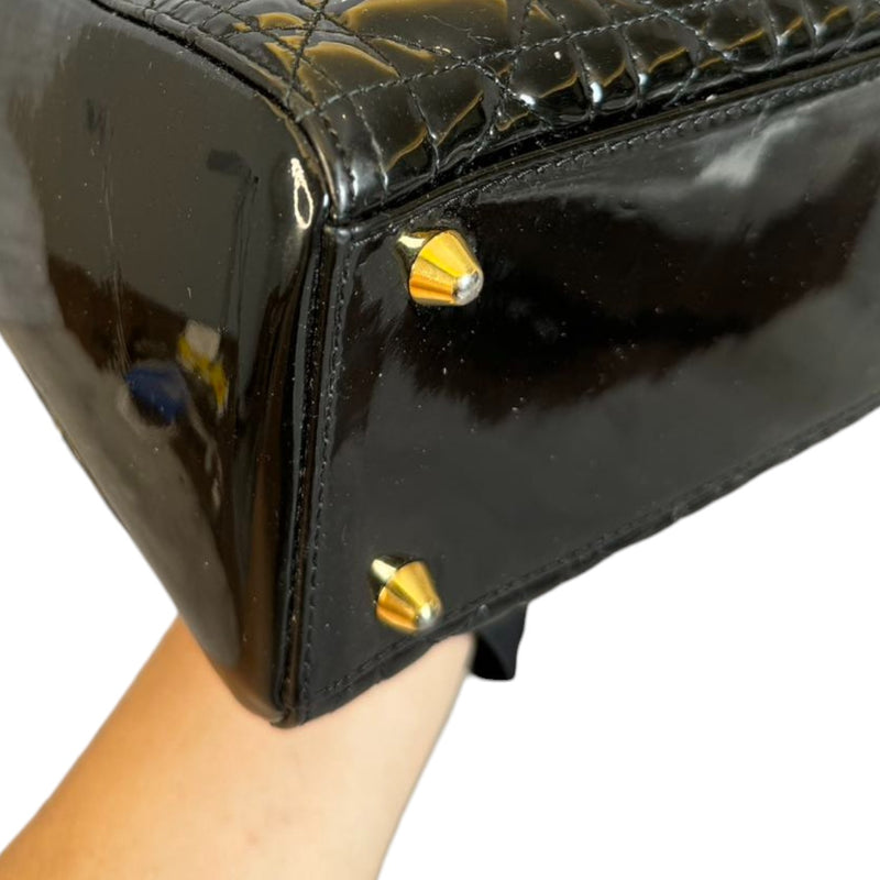 Lady Dior Large Patent Black GHW