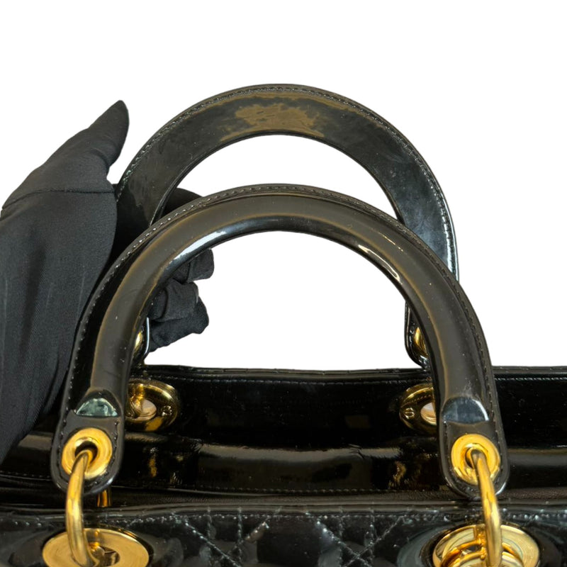 Lady Dior Large Patent Black GHW