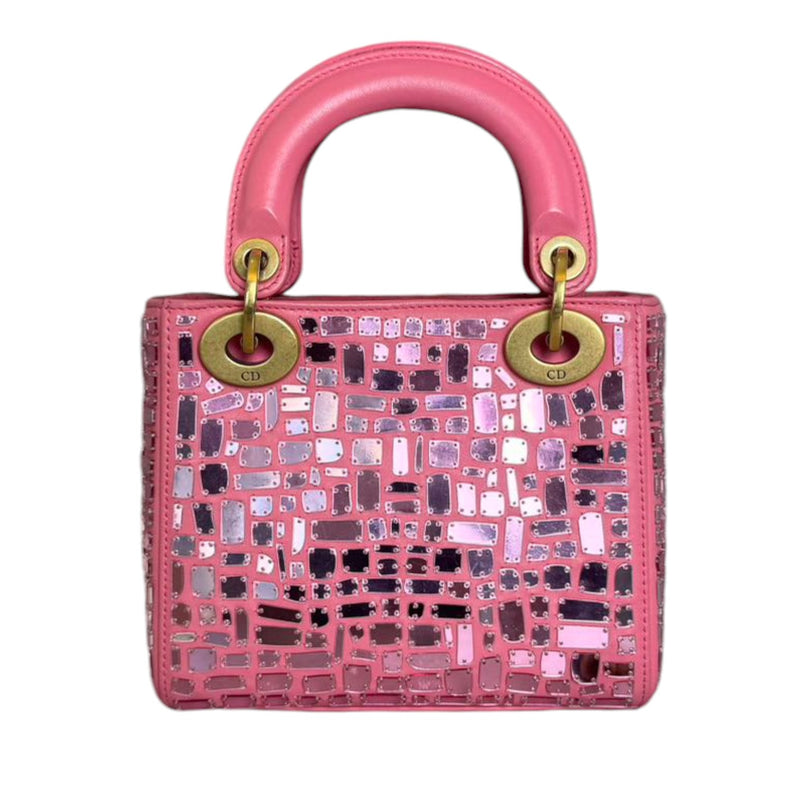Lady Dior Mosaic of Mirrors Mini Calfskin Pink GHW