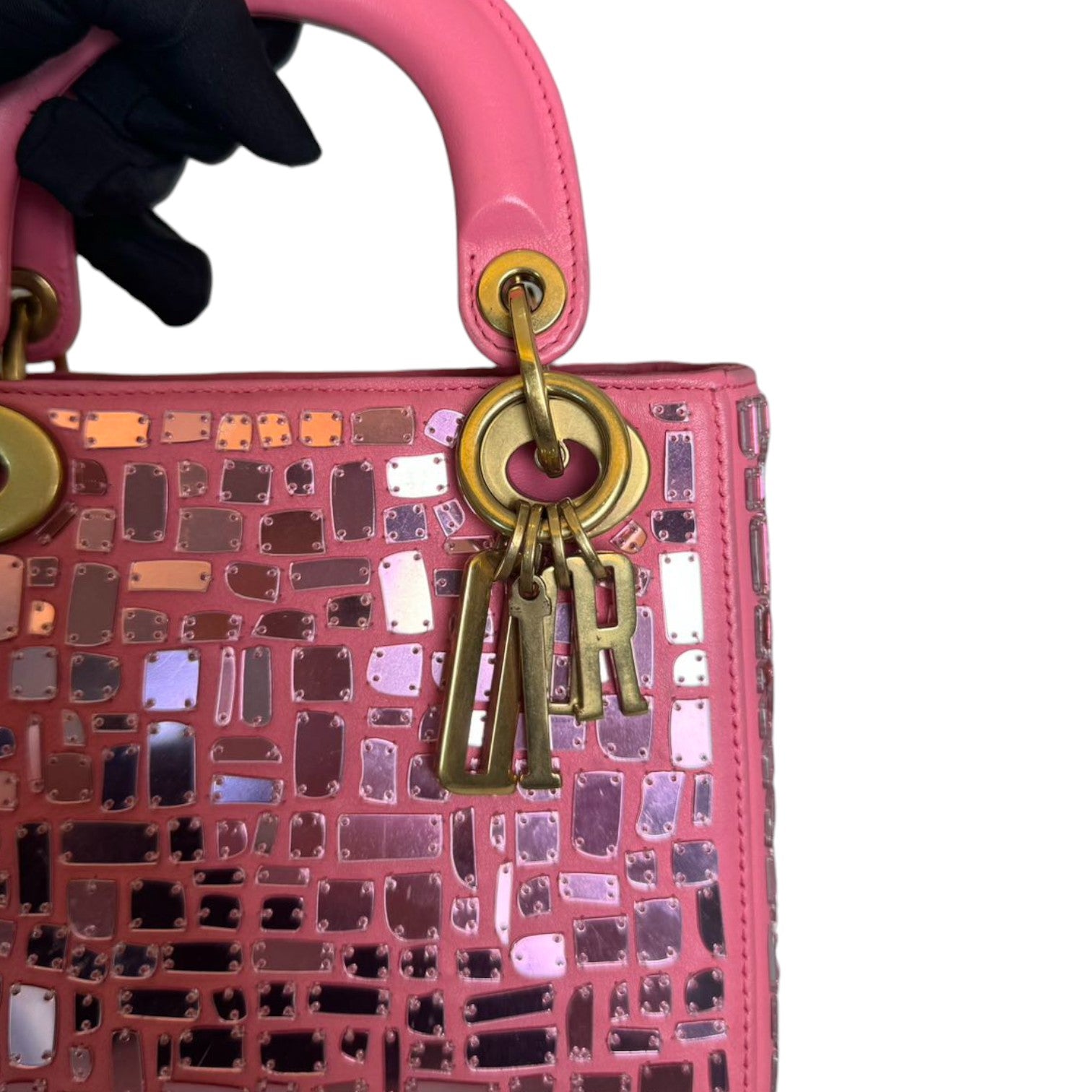 Christian Dior Lady Dior Mosaic of Mirrors Mini Calfskin Pink GHW