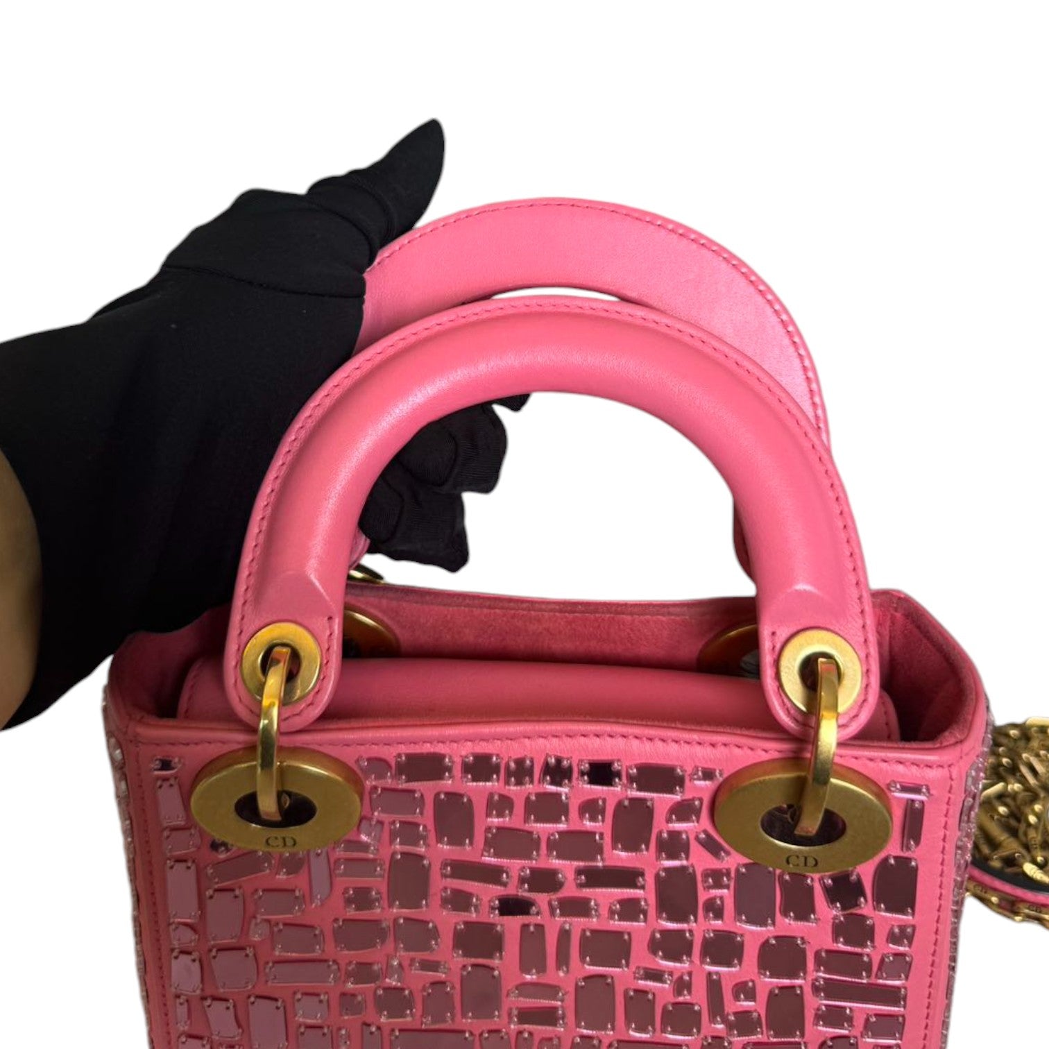 Christian Dior Lady Dior Mosaic of Mirrors Mini Calfskin Pink GHW