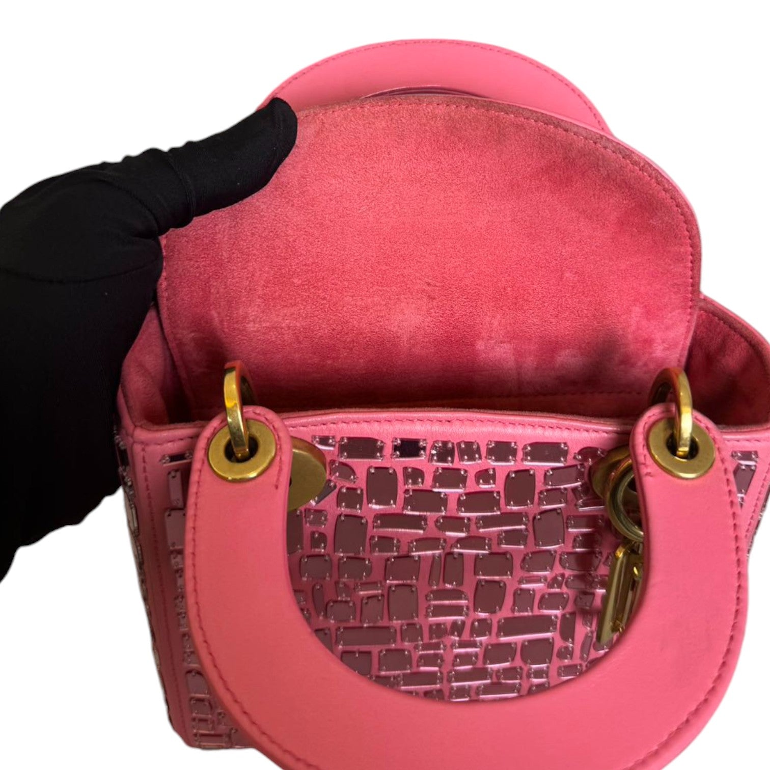 Christian Dior Lady Dior Mosaic of Mirrors Mini Calfskin Pink GHW