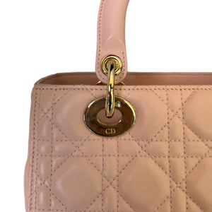 Lady Dior Medium Shoulder Lambskin Light Pink GHW
