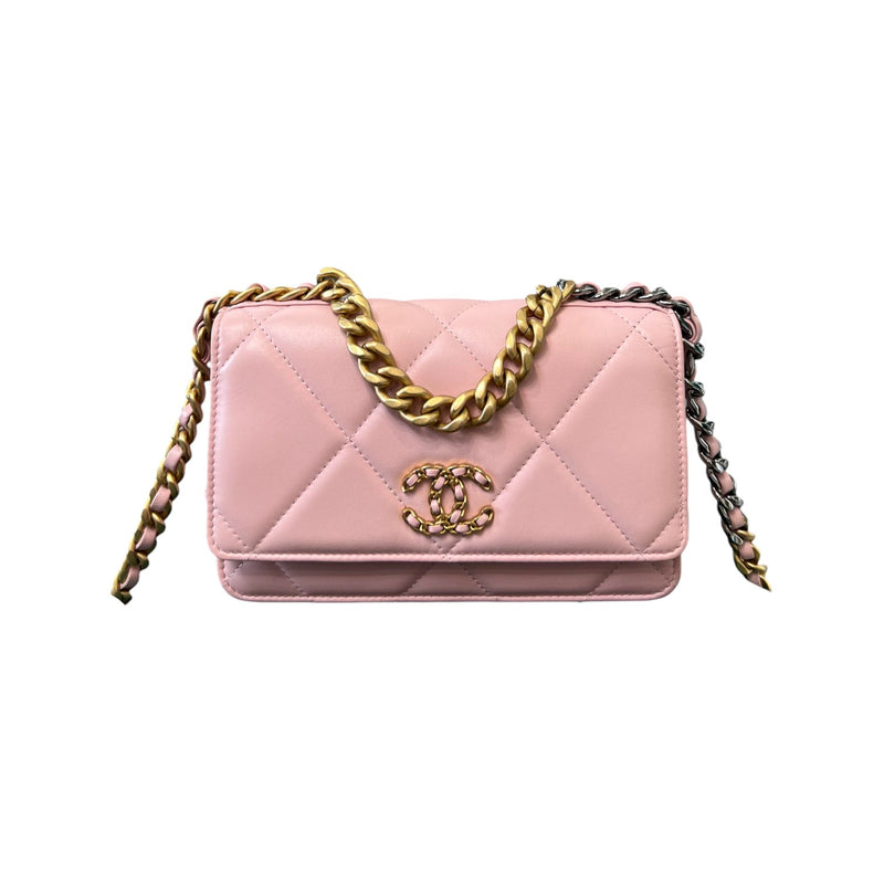 Chanel 19 Wallet On Chain WOC Lambskin Light Pink MHW – Bag Religion