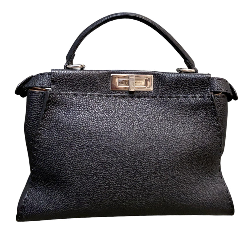 Peekaboo Iconic Satchel Peekaboo Medium Grained Calfskin Black SHW