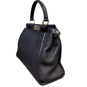 Peekaboo Iconic Satchel Peekaboo Medium Grained Calfskin Black SHW