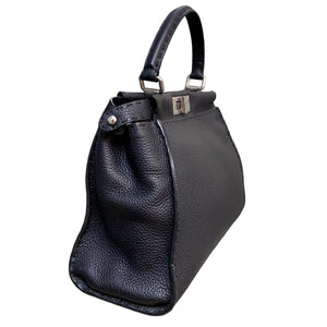 Peekaboo Iconic Satchel Peekaboo Medium Grained Calfskin Black SHW