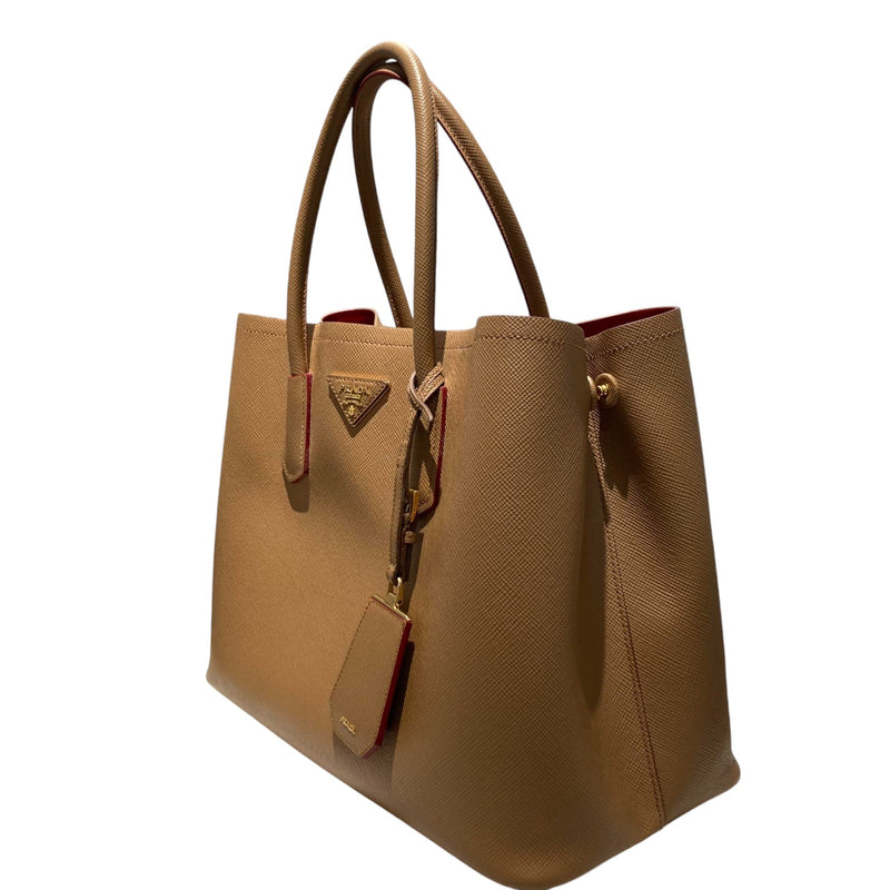 Double Bag Medium Saffiano Cuir Caramel GHW