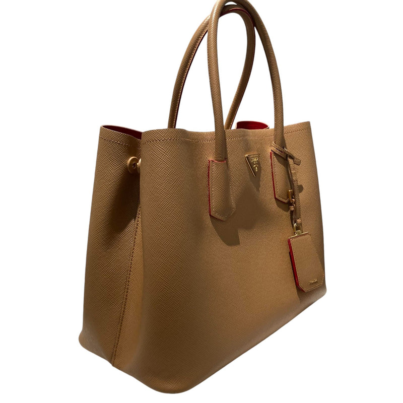 Double Bag Medium Saffiano Cuir Caramel GHW