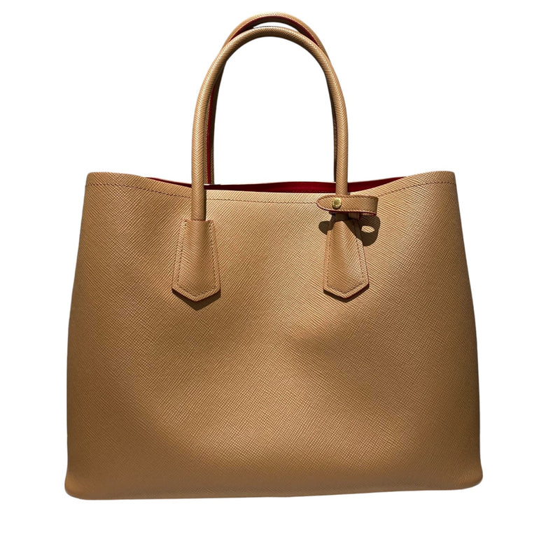 Double Bag Medium Saffiano Cuir Caramel GHW