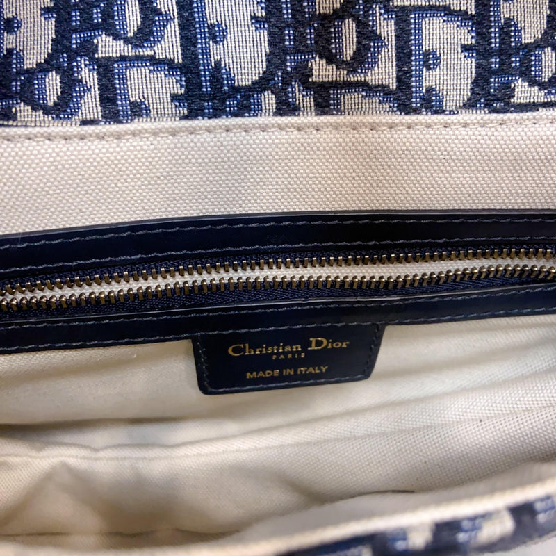 Saddle Medium Oblique Canvas Blue GHW