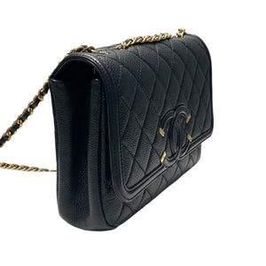 CC Filigree Flap Small Caviar Quilted Black GHW