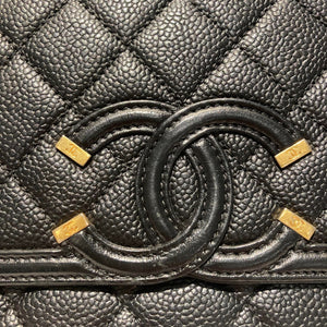 CC Filigree Flap Small Caviar Quilted Black GHW