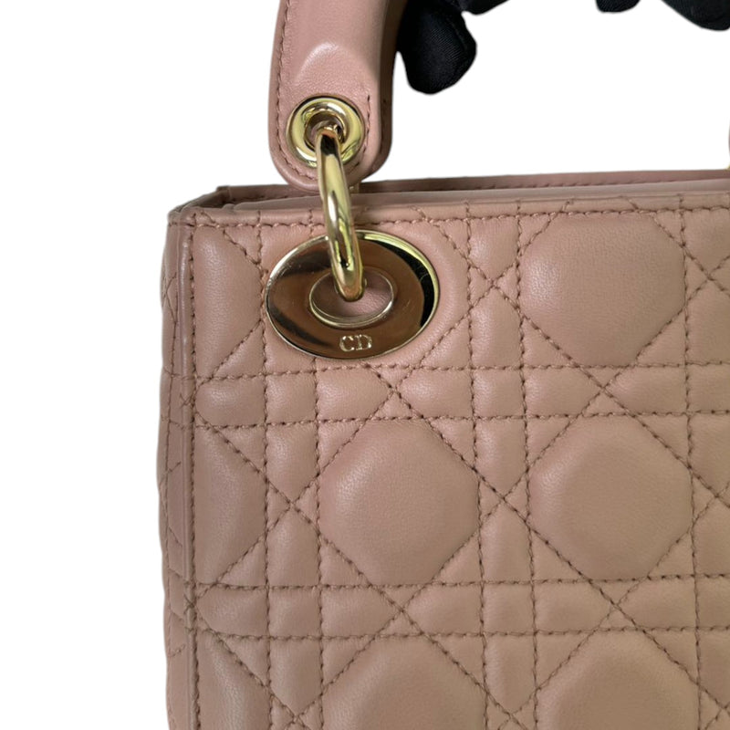 Lady Dior Mini Lambskin Cannage Beige GHW