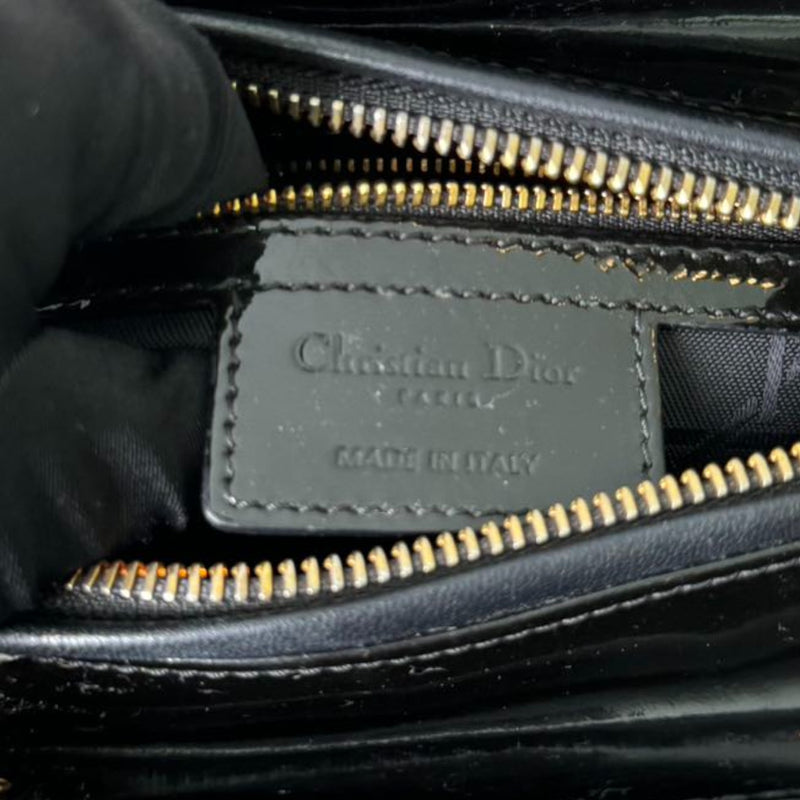 Lady Dior Medium Patent Leather Black GHW