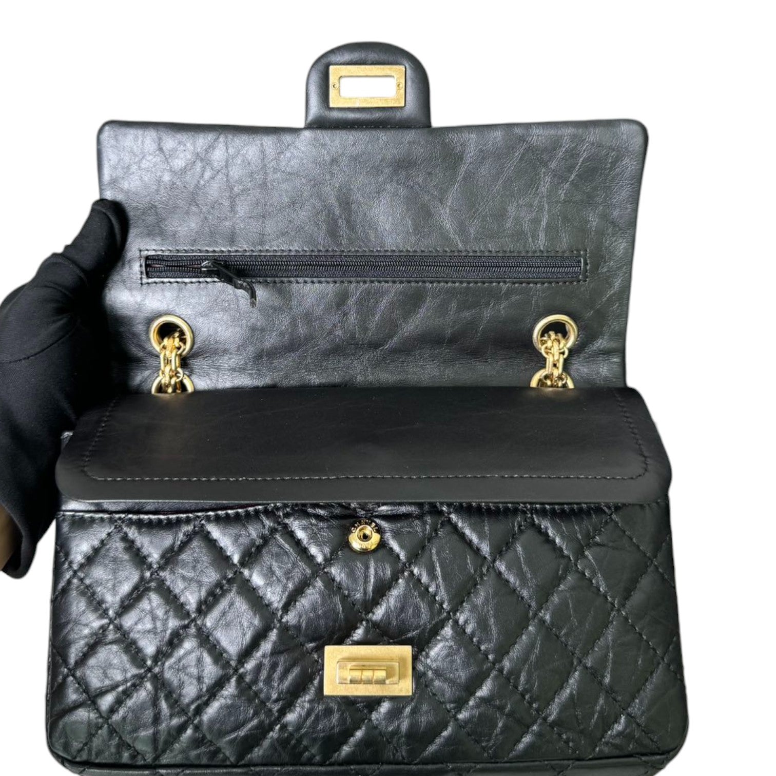 Chanel 2.55 Reissue 225 Flap Aged Calfskin Quilted Black GHW – Bag