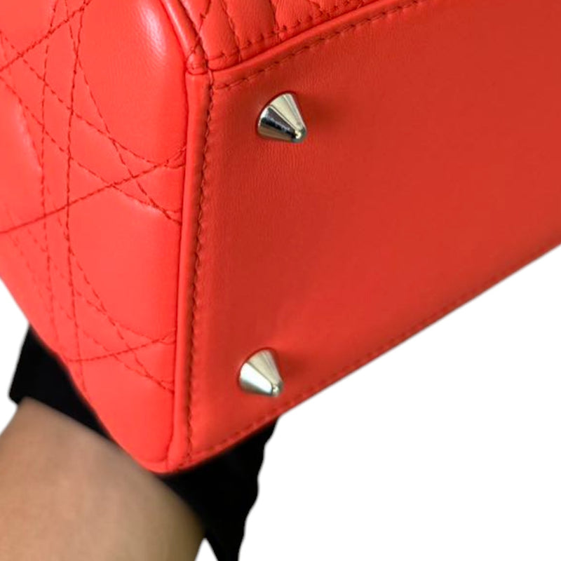 Lady Dior Medium Lambskin Cannage Coral SHW