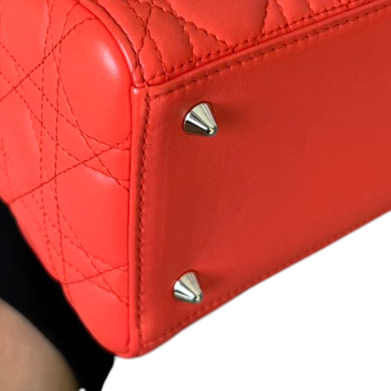 Lady Dior Medium Lambskin Cannage Coral SHW