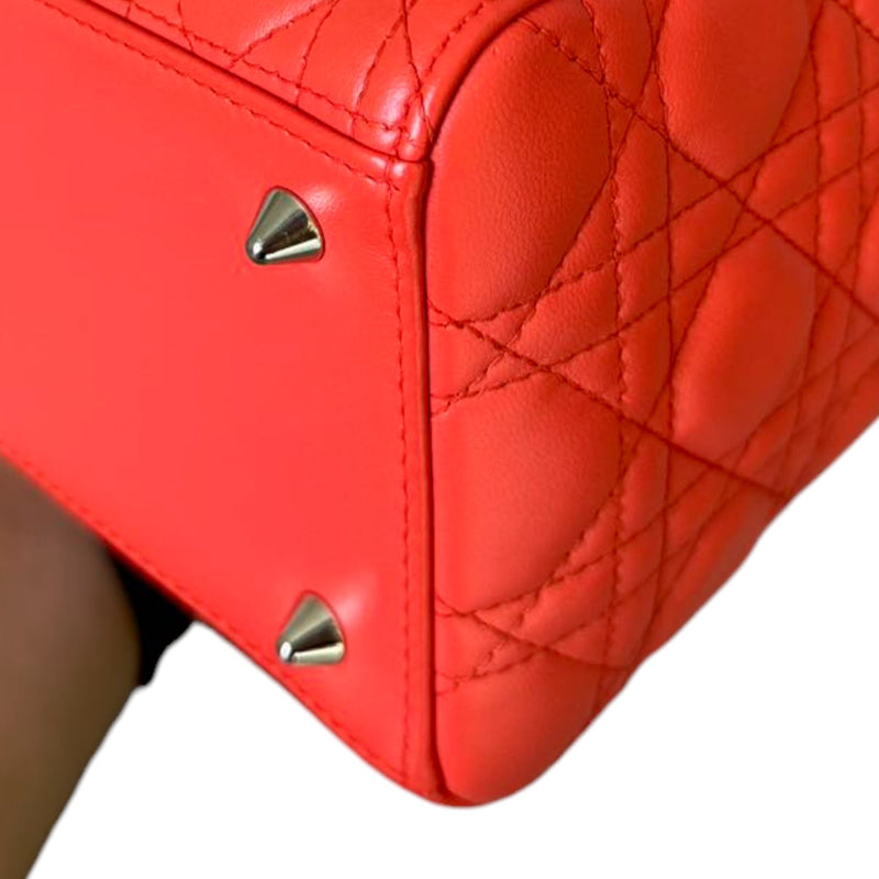 Lady Dior Medium Lambskin Cannage Coral SHW