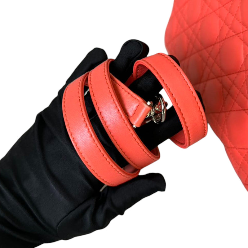 Lady Dior Medium Lambskin Cannage Coral SHW
