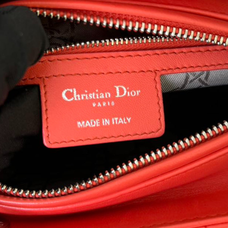 Lady Dior Medium Lambskin Cannage Coral SHW