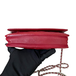 Wallet On Chain WOC Lambskin Quilted Red SHW