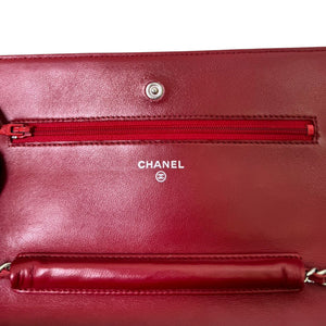 Wallet On Chain WOC Lambskin Quilted Red SHW