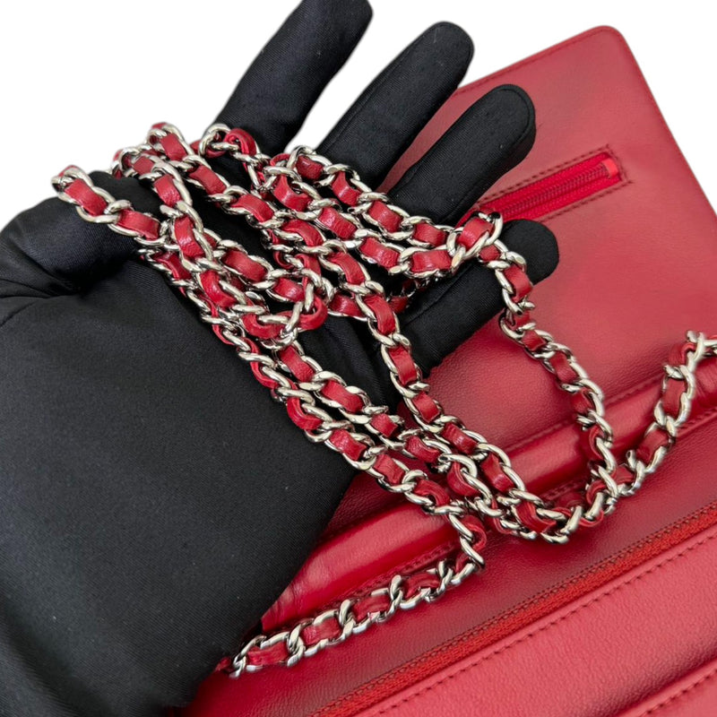 Wallet On Chain WOC Lambskin Quilted Red SHW