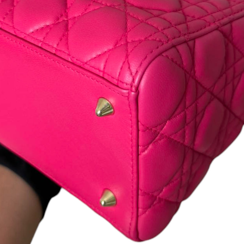 Lady Dior Medium Lambskin Quilted Pink GHW