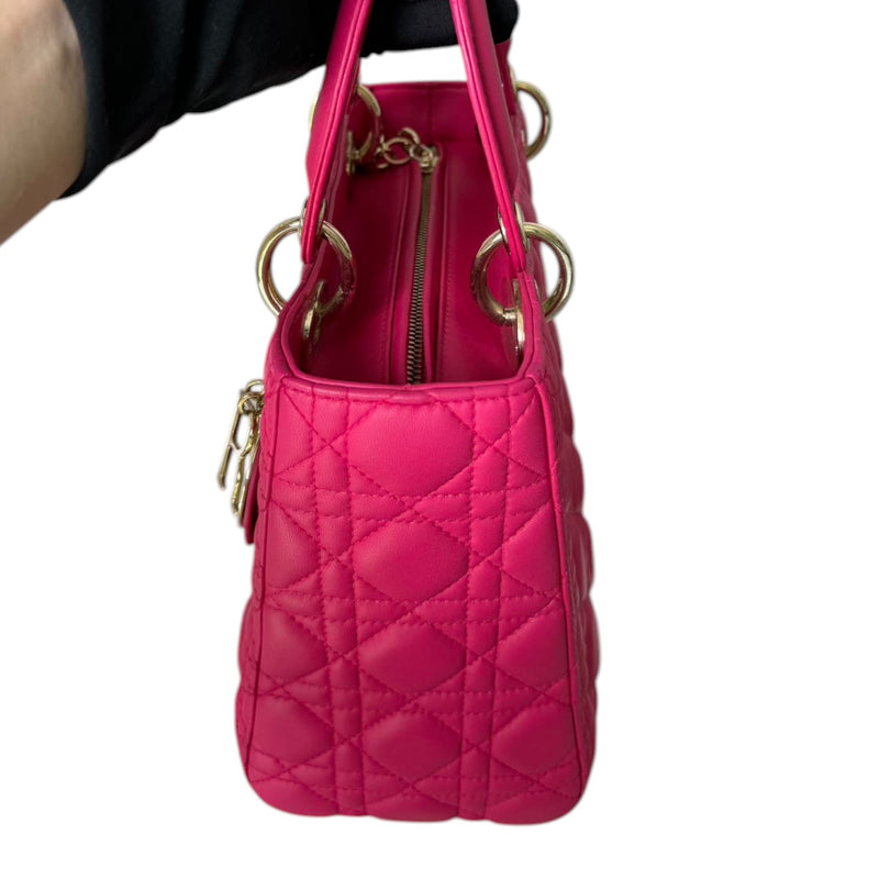Lady Dior Medium Lambskin Quilted Pink GHW