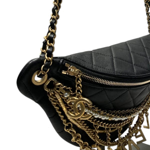 All About Chains Waist Belt Bag Lambskin Black GHW