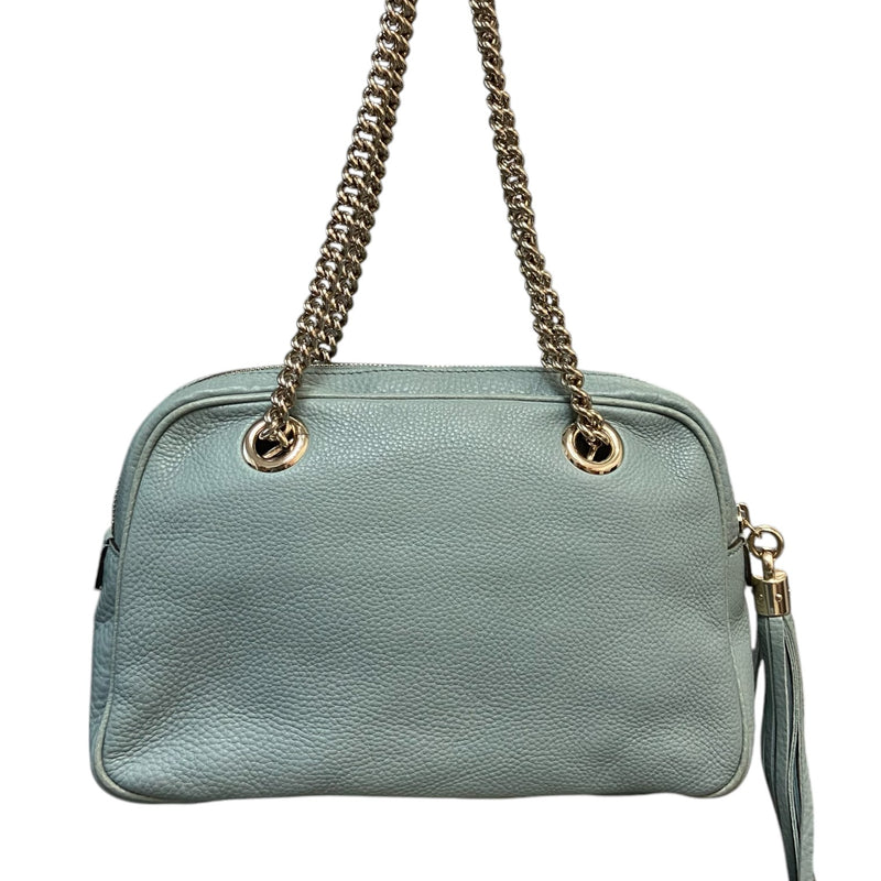 Soho Bowler Small Pebbled Calfskin Light Blue GHW