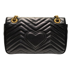 GG Marmont Small Shoulder Calfskin Matelasse Black GHW