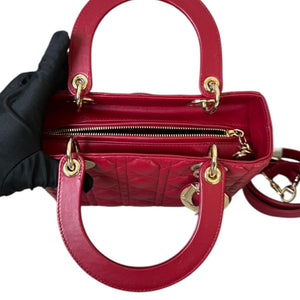 Lady Dior Medium Lambskin Quilted Red GHW