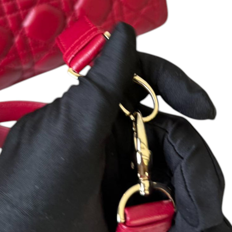 Lady Dior Medium Lambskin Quilted Red GHW