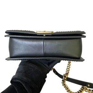 Boy Top Handle Flap Medium Python Black GHW