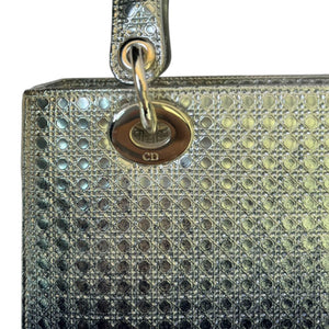 Lady Dior Medium Metallic Patent Micro-Cannage Silver Blue SHW