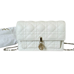 Miss Dior Chain Pouch Lambskin White GHW