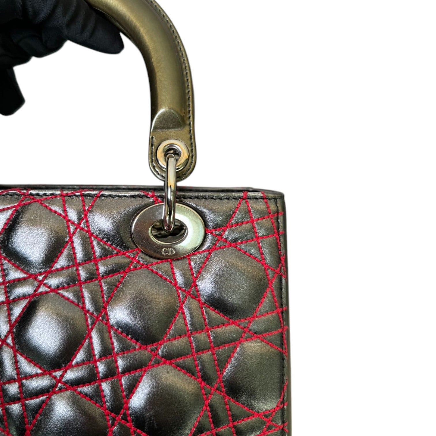 Christian Dior Anselm Reyle Lady Dior Medium Metallic Lambskin