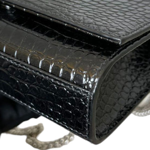 Kate Tassel Small Satchel Calfskin Crocodile Black GHW