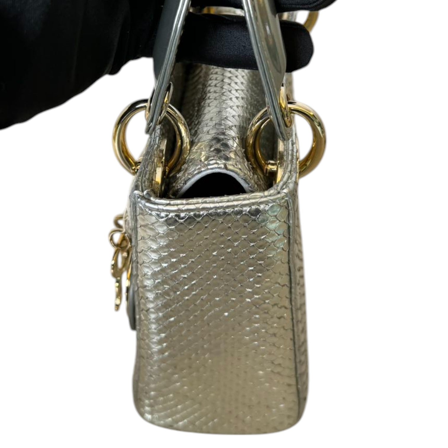 Christian Dior Lady Dior Mini Metallic Python Silver GHW – Bag