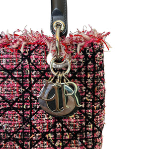 Lady Dior Medium Tweed Fringe Embroidered Multicolor SHW