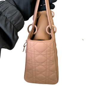 Lady Dior Medium Ultra Matte Calfskin Cannage Beige