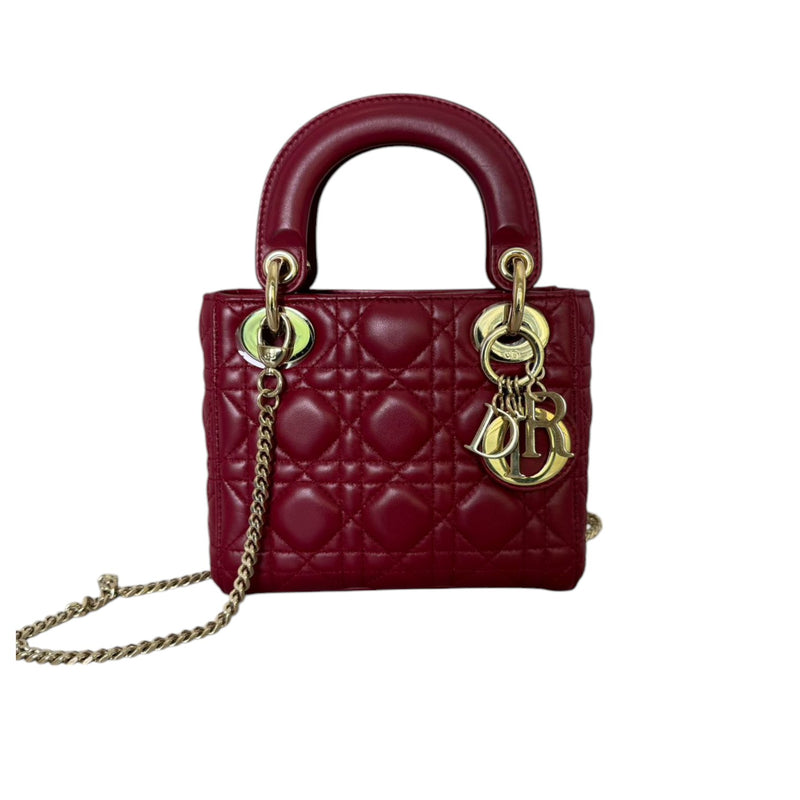 Lady Dior Mini Lambskin Cannage Red GHW