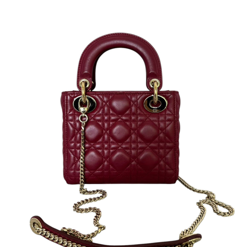 Lady Dior Mini Lambskin Cannage Red GHW
