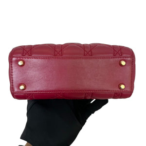 Lady Dior Mini Lambskin Cannage Red GHW