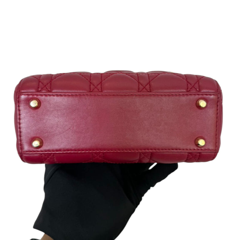 Lady Dior Mini Lambskin Cannage Red GHW