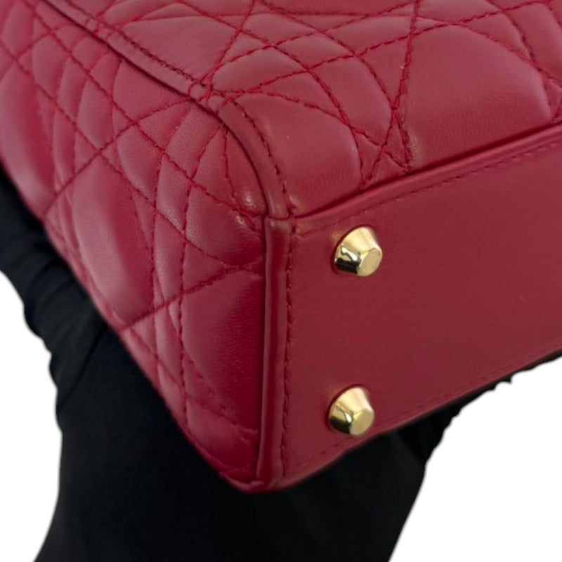 Lady Dior Mini Lambskin Cannage Red GHW