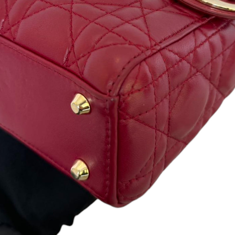 Lady Dior Mini Lambskin Cannage Red GHW